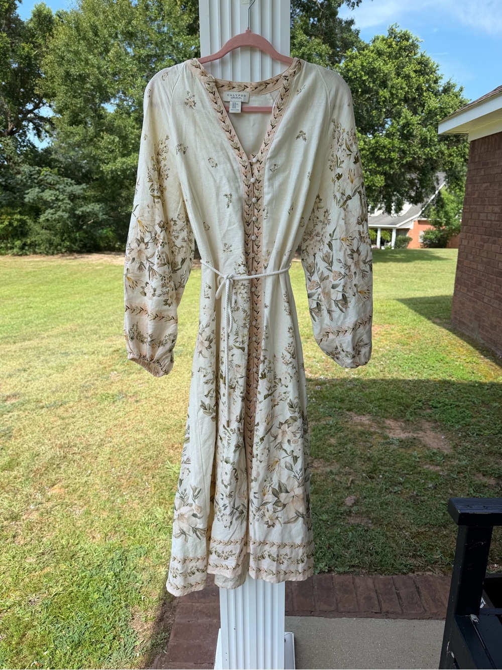 Calypso St. Barth Cream Floral Embroidered Maxi Dress